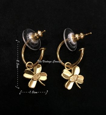 Chanel Gold Tone Clover Dangle Piece Earrings 03P (SOLD) - The Vintage Concept