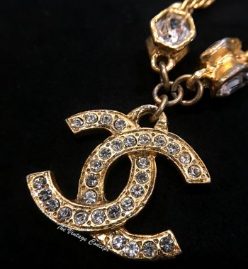 Chanel Gold Tone Short Rhinestone CC Pendant Logo Necklace from 80's (SOLD) - The Vintage Concept