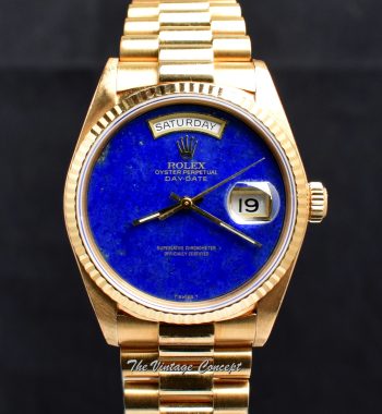 Rolex Day-Date 18K YG Lapis Stone Dial 18038 (SOLD) - The Vintage Concept
