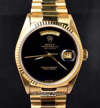Rolex Day-Date 18K YG Onyx Dial 18038 (SOLD) - The Vintage Concept