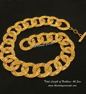 Chanel Gold Tone Chain Ring CC Logo Short Necklace "2 8" 1989/91 - The Vintage Concept