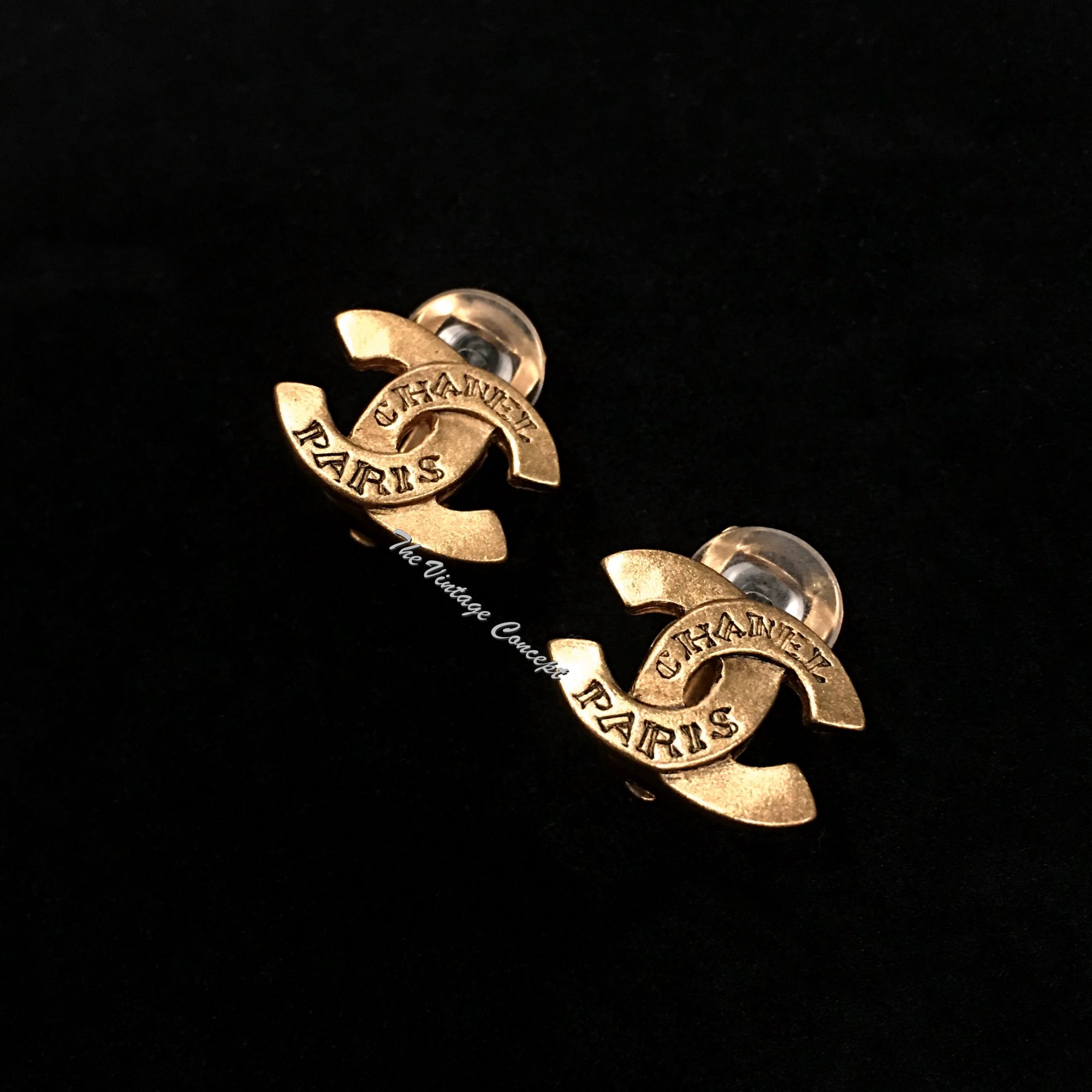 Chanel Gold Tone Small Paris CC Logo Clip Earrings 99A - The Vintage Concept