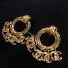 Chanel Gold Tone Large Ring w/ 5 Dangle Logo Clip Earrings 94P