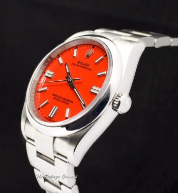 Brand New Unworn Rolex Oyster Perpetual Coral Red Dial 126000 (Full Set) (SOLD) - The Vintage Concept