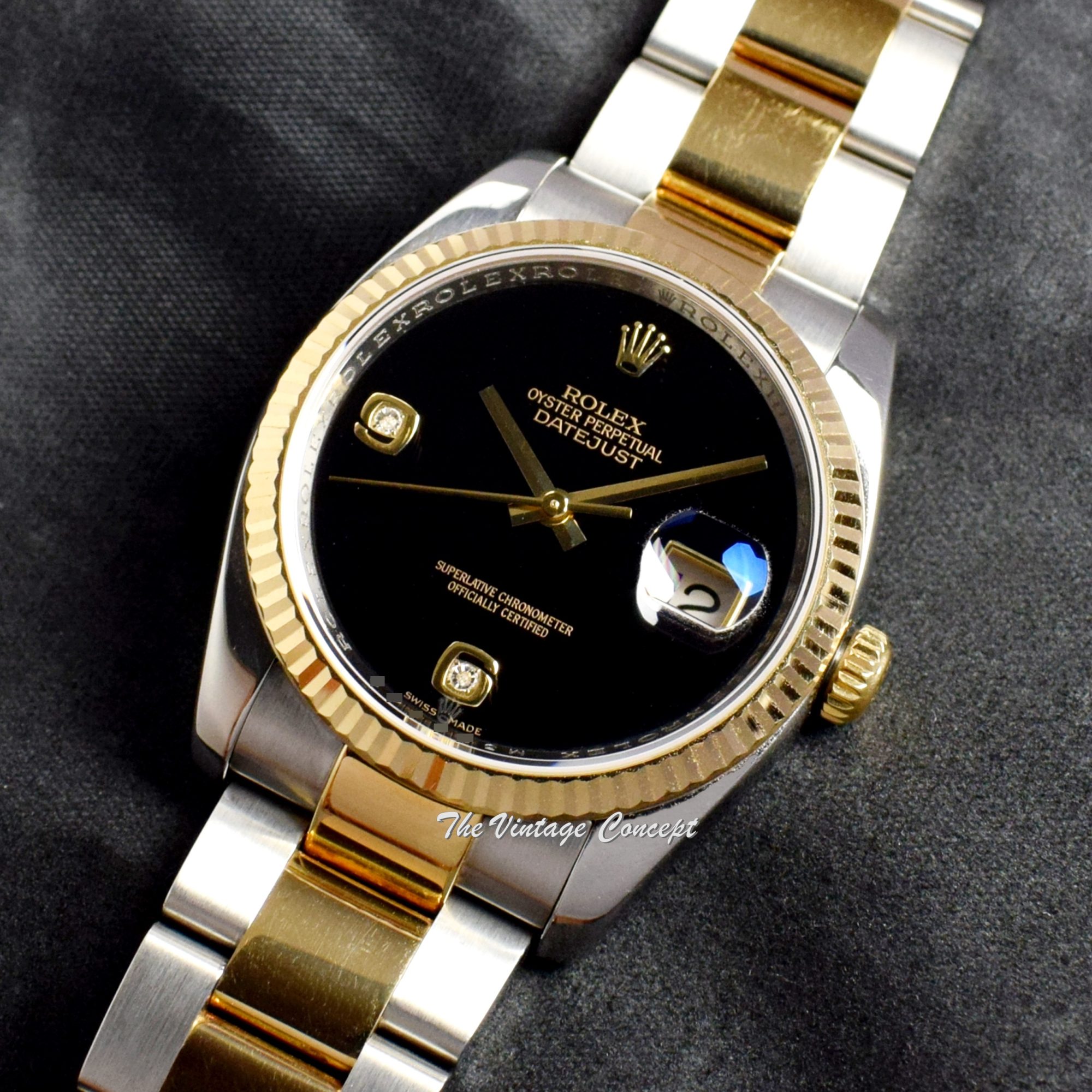Rolex Datejust Two-Tone Onyx Dial w/ Diamond Indexes 116233 (SOLD) - The Vintage Concept