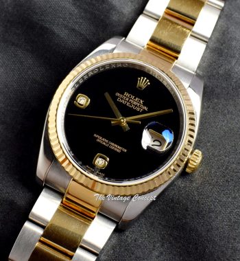 Rolex Datejust Two-Tone Onyx Dial w/ Diamond Indexes 116233 (SOLD) - The Vintage Concept