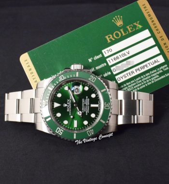 Rolex Submariner Hulk Green Dial Ceramic 116610LV w/ Rolex Guarantee Card (SOLD) - The Vintage Concept
