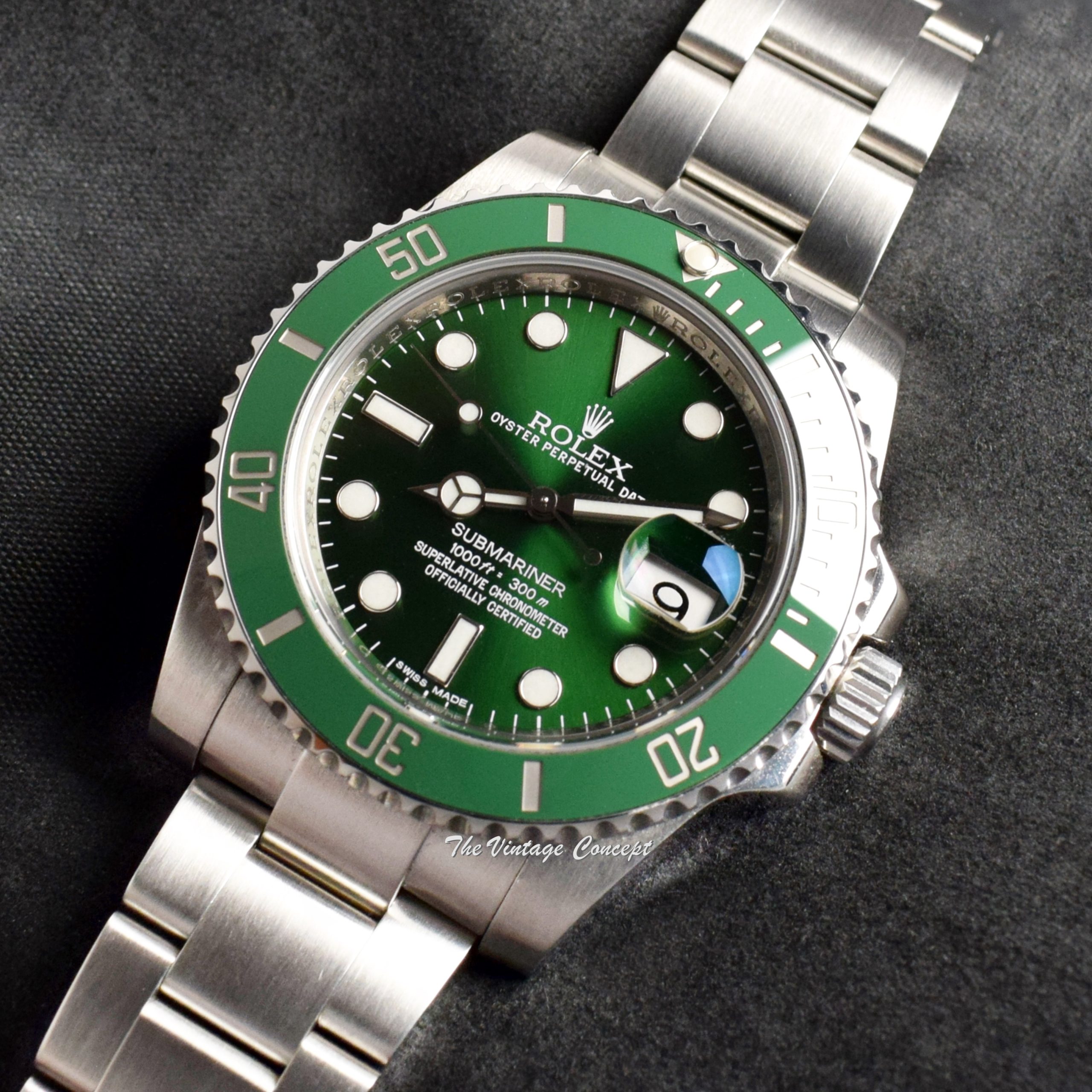 Rolex Submariner Hulk Green Dial Ceramic 116610LV w/ Rolex Guarantee Card  (SOLD) - The Vintage Concept