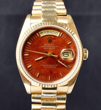 Rolex Day-Date 18K YG Wood Brown Dial 18038 - The Vintage Concept