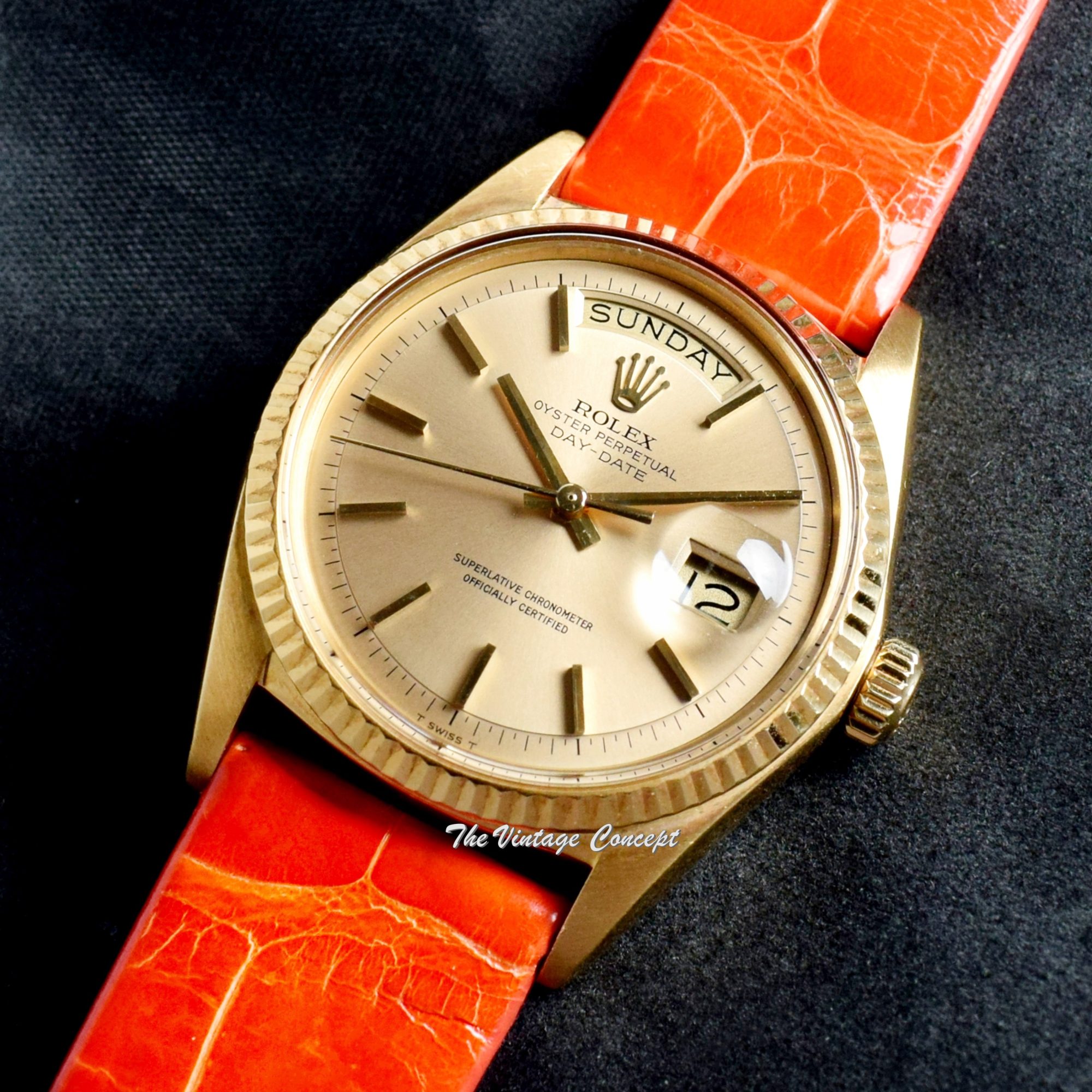 Rolex Day-Date 18K YG Champagne Dial 1803 w/ Rolex Service Card (SOLD) - The Vintage Concept