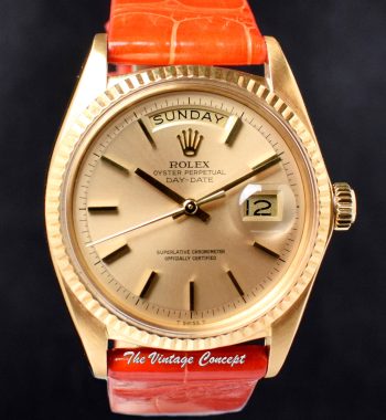Rolex Day-Date 18K YG Champagne Dial 1803 w/ Rolex Service Card (SOLD) - The Vintage Concept