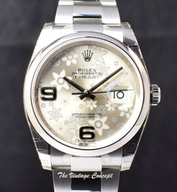 95% NEW Rolex Datejust Silver Flower Pattern Dial 116200 (Full Set) (SOLD) - The Vintage Concept
