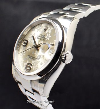 95% NEW Rolex Datejust Silver Flower Pattern Dial 116200 (Full Set) (SOLD) - The Vintage Concept
