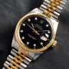 Rolex Datejust Two-Tone Glossy Black Dial w/ Diamond Indexes 16013