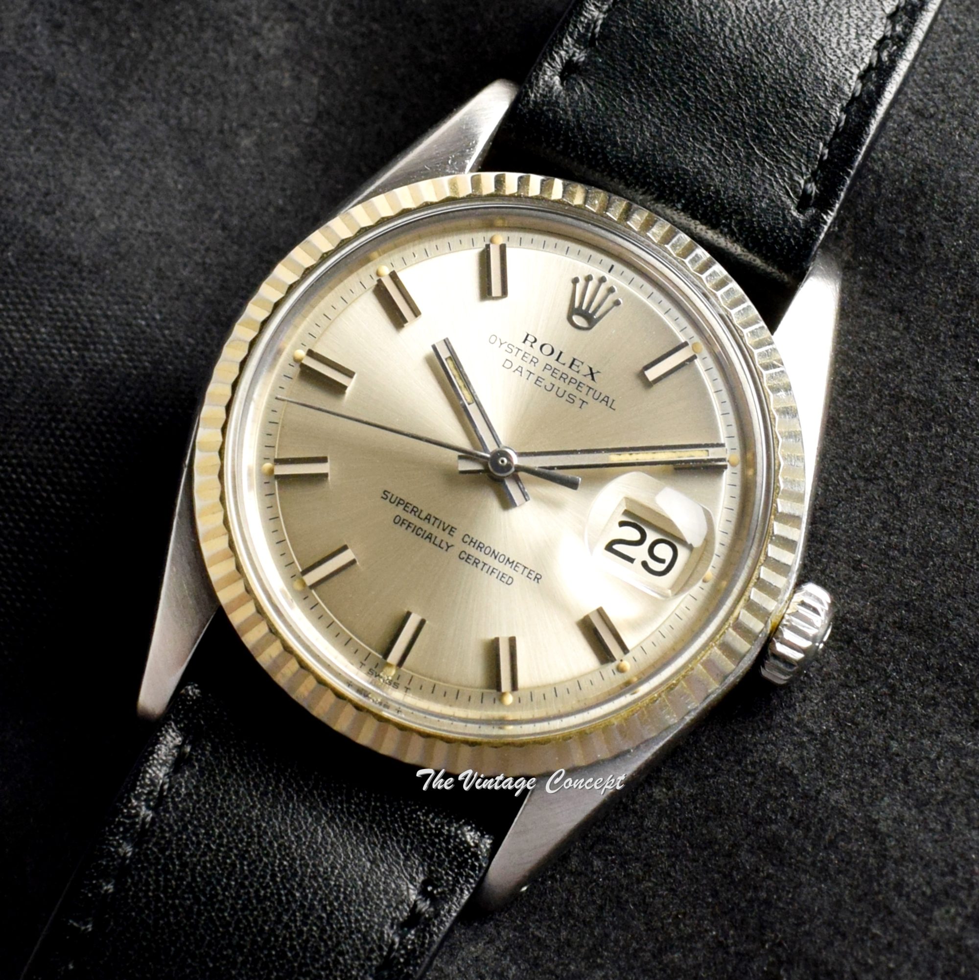 Rolex Datejust Silver Wideboy Dial 1601 (SOLD) - The Vintage Concept