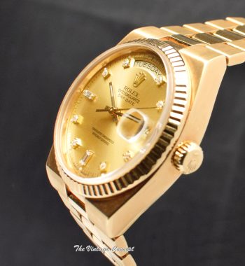 Rolex Day-Date 18K YG Oysterquartz Gold Dial w/ Diamond Indexes 19018N (SOLD) - The Vintage Concept