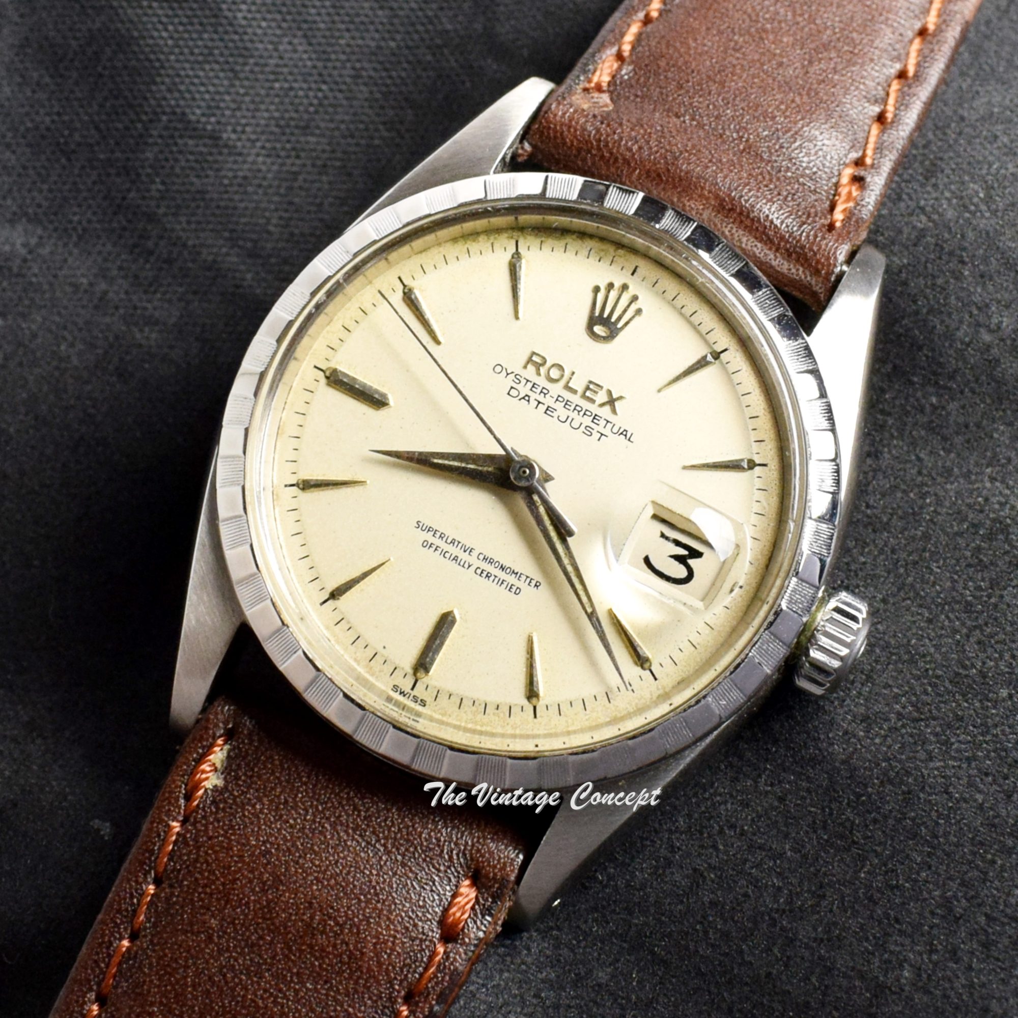 Rolex Datejust Silver Creamy Dial 6605 (SOLD) - The Vintage Concept