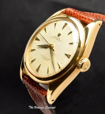 Rolex 18K YG Big Bubbleback Creamy Honeycomb Dial 6088 - The Vintage Concept