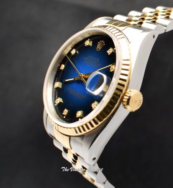 Rolex Datejust Two-Tone Vignette Ombre Blue Dial w/ Diamond Indexes 16233 (SOLD) - The Vintage Concept