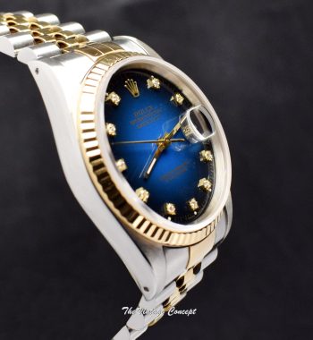 Rolex Datejust Two-Tone Vignette Ombre Blue Dial w/ Diamond Indexes 16233 (SOLD) - The Vintage Concept
