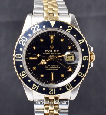 Rolex GMT-Master Two-Tones Black Nipple Dial 1675 (SOLD) - The Vintage Concept