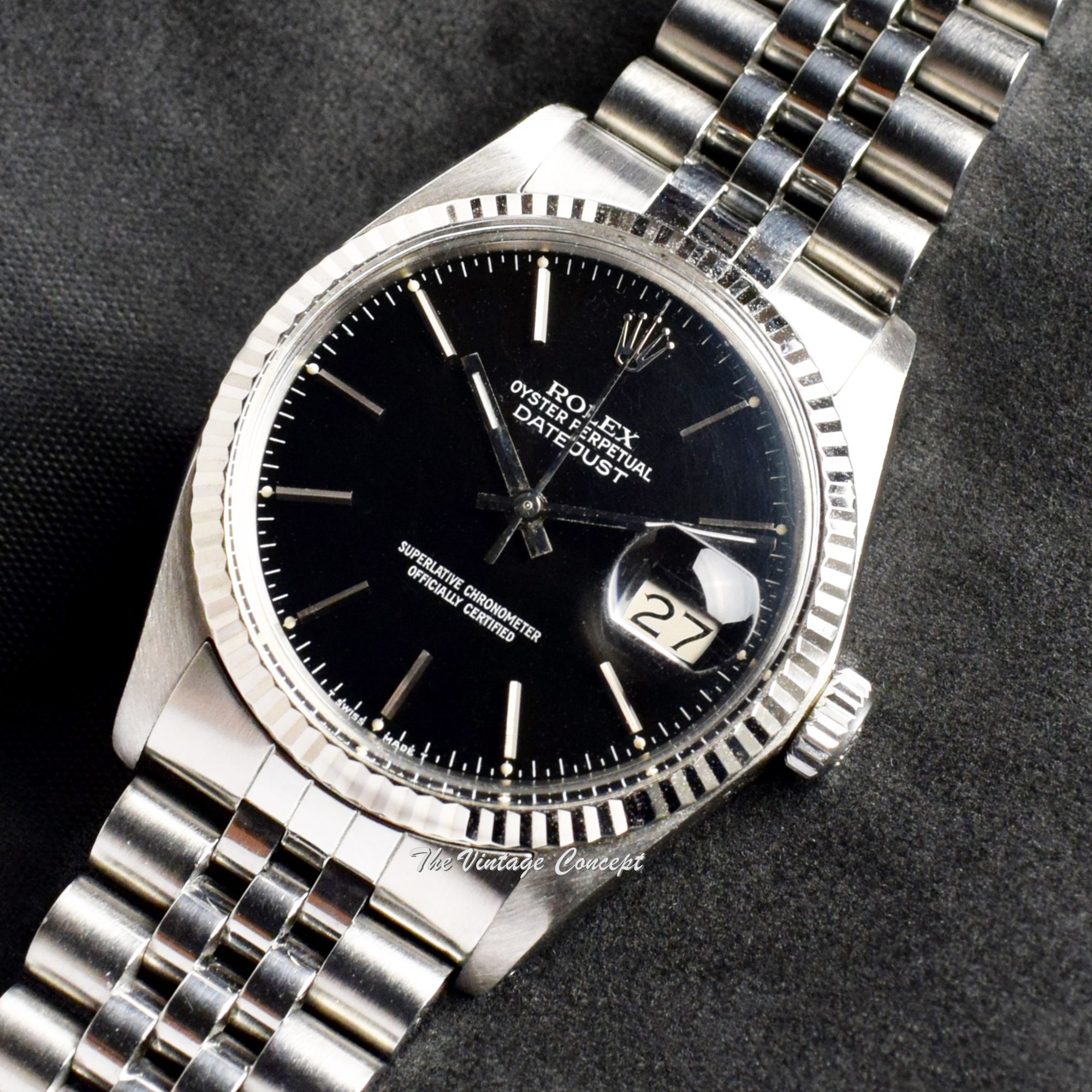 Rolex Datejust Black Dial 16014 (SOLD) - The Vintage Concept