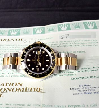 Rolex GMT-Master II Two-Tone Black Dial 16713 w/ Original Paper (SOLD) - The Vintage Concept