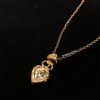Dior Gold Tone CD Logo w/ Heart Rhinestone Short Necklace  (SOLD)
