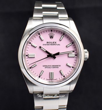 99% NEW Unworn Rolex Oyster Perpetual Candy Pink Dial 126000 (SOLD) - The Vintage Concept