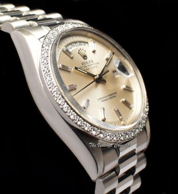 Rolex Day-Date PT950 Platinum Factory Baguette Diamonds Indexes 1804 - The Vintage Concept