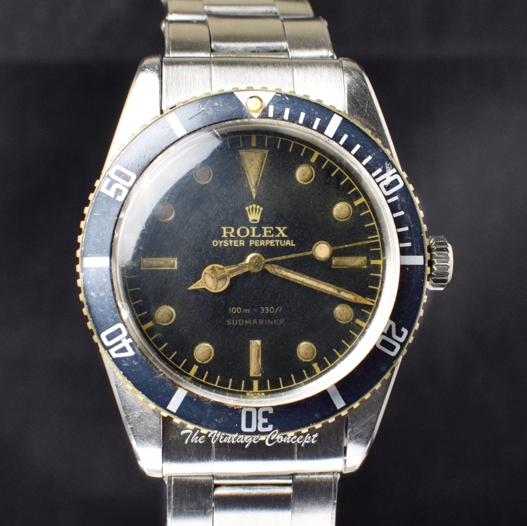 Rolex Submariner Small Crown Gilt Dial 6536/1 (SOLD) - The Vintage Concept