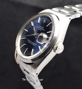 Rolex Oyster Perpetual Date Blue Dial Silver Print Sigma 1500 (SOLD) - The Vintage Concept
