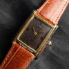 Rare Cartier Jumbo Tank Electroplated Gold Plated Wood Case & Dial Manual Wind 2512 (SOLD)