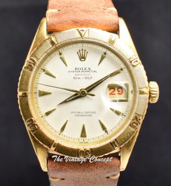 Rolex 18K Gold Big Bubbleback Red “Datejust” 6309 (SOLD) - The Vintage Concept