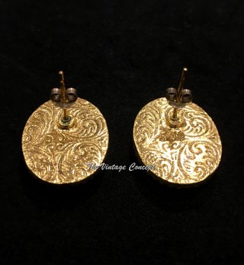 Gold Tone Victorian Rose Piece Earrings from 70's - The Vintage Concept