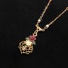 Gold Tone Victorian Rose Faux Pearl Small Pendant Necklace 1928