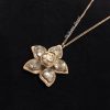 Chanel Flower Shape Clear Stone Pendant Short Necklace B12A (SOLD)