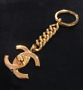 Chanel Gold Tone Turn Lock Key Chain 96A - The Vintage Concept