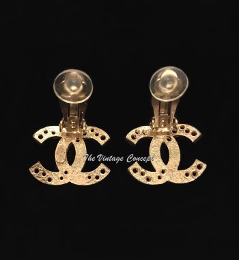Chanel Gold Tone Chanel Logo w/ Stars Clip Earring 03A (SOLD) - The Vintage Concept