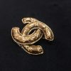 Chanel Gold Tone Quilted CC Logo Brooch from 1980’s