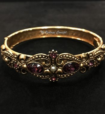Vintage Victorian style bracelet - purple rhinestone bangle 70's (SOLD) - The Vintage Concept