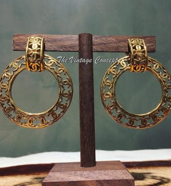 Chanel Gold Tone Hoop CC Logo Clip Earrings Two ways wear "2 5" 1986/88 - The Vintage Concept