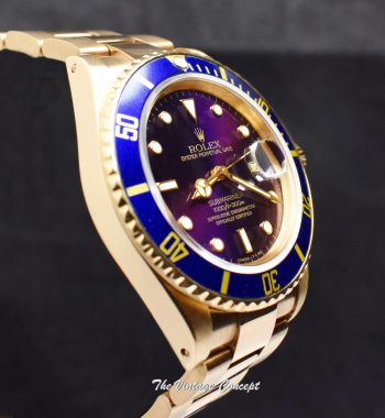 Rolex Submariner 18K Yellow Gold Purple Dial 16808 (SOLD) - The Vintage Concept