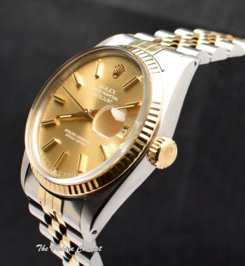 Rolex Datejust Yellow Gold & Steel Gold Champagne Dial 16013 w/ Original Papers (SOLD) - The Vintage Concept