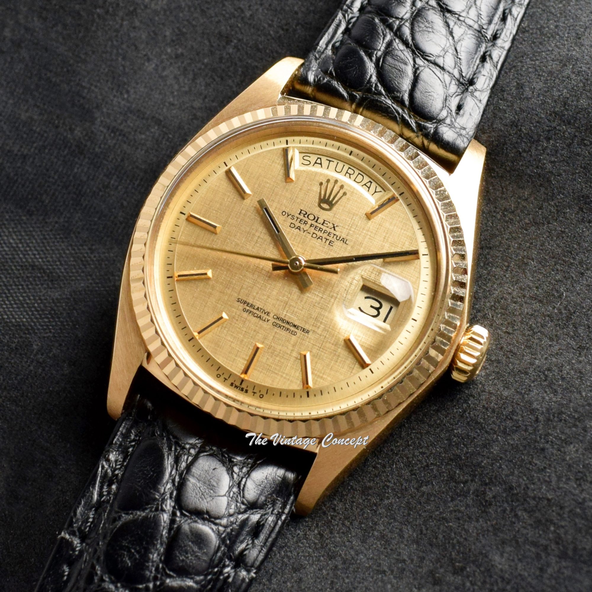 Rolex Day-Date 18K YG Gold Linen Dial 1803 (SOLD) - The Vintage Concept