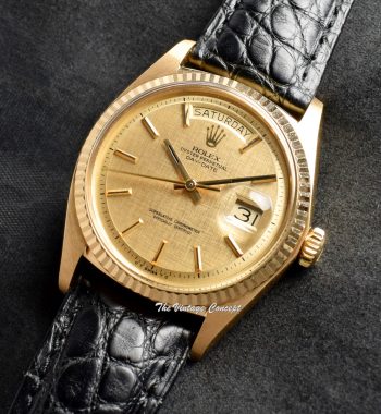 Rolex Day-Date 18K YG Gold Linen Dial 1803 (SOLD) - The Vintage Concept