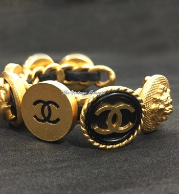 Chanel Gold Tone Charm Coin CC Logo Bangle Cuff 95A (SOLD) - The Vintage Concept