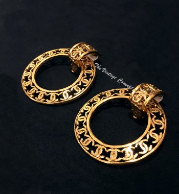 Chanel Gold Tone Hoop CC Logo Clip Earrings Two ways wear "2 5" 1986/88 (SOLD) - The Vintage Concept