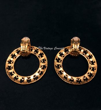 Chanel Gold Tone Hoop CC Logo Clip Earrings Two ways wear "2 5" 1986/88 - The Vintage Concept