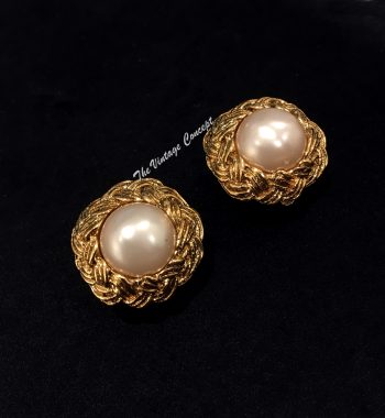 Chanel Gold Tone Faux Pearl Clip Earring 93P - The Vintage Concept